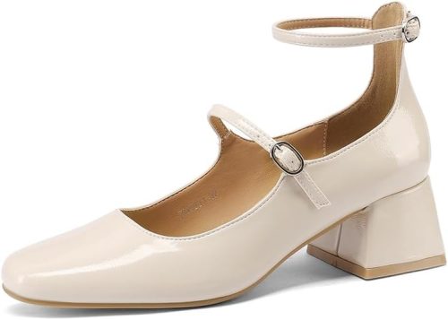 QUEEN HELENA Décolleté con Tacco Basso Scarpe Eleganti con Doppio Cinturino Donna ZM9931