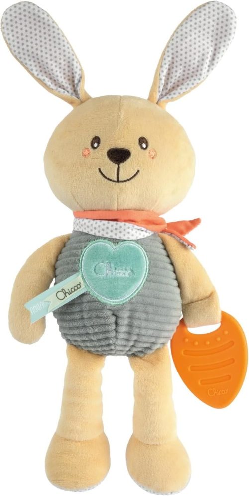 Chicco My Sweet Doudou Congilietto Coccolone, Morbido Coniglietto Realizzato con Diversi Tessuti, con Carotina in Plastica Morbida per Dentizione, Giochi Bambino, 0 Mesi+