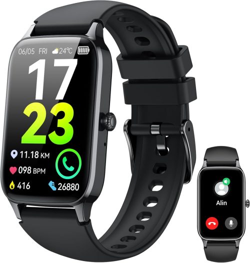 Smartwatch Uomo Donna, 1.57″ Orologio Fitness con Effettua/Risposta Chiamate,110+ Sportive Modalità Fitness Tracker, Contapassi/Sonno/Cardiofrequenzimetro, Impermeabil IP68 Smart Watch per Android/iOS