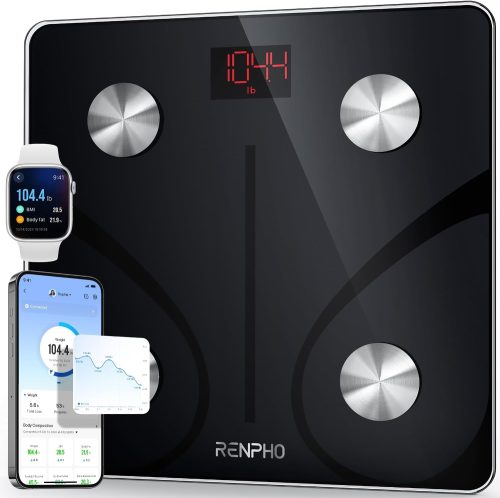 RENPHO Bilancia Pesapersone Digitale, Professionale Bilancia Impedenziometrica in Vetro Temperato, Max 180kg, Bluetooth Bilancia Pesa Persona con App, Elis 1