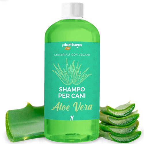 Plantawa Shampoo per Cani all’Aloe Vera 1L | Shampoo per Cani per Pelli Sensibili e Dermatiti | Azione Anti-Irritazione Senza Allergeni, Senza Parabeni, 100% Vegan con Estratti Naturali