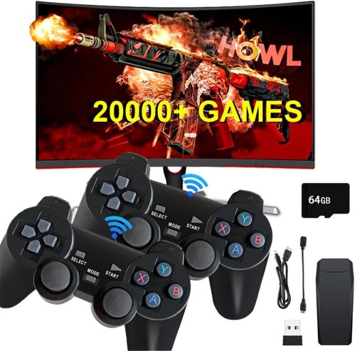 Gziztx Console da gioco retrò 20000+ gioco Plug and Play Game Stick console videogiochi con 2 gamepad wireless Bluetooth 4K HDMI 64GB TV Stick per adulti e bambini