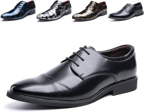 Scarpe Derby Uomo Scarpe Stringate Formale Lavoro Eleganti Oxford Cerimonia Francesine Casual Classiche Comode Basse Sposa Blu Oro Grigio Rosso Nero Marrone Cachi 37-48