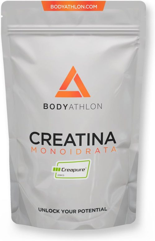 Bodyathlon- Creatina Monoidrata Creapure® in Polvere 500g- 100% Creapure- Aumenta la massa muscolare, la forza e la resistenza- Non aromatizzato- Fine e Solubile- Include Dosatore- Vegan