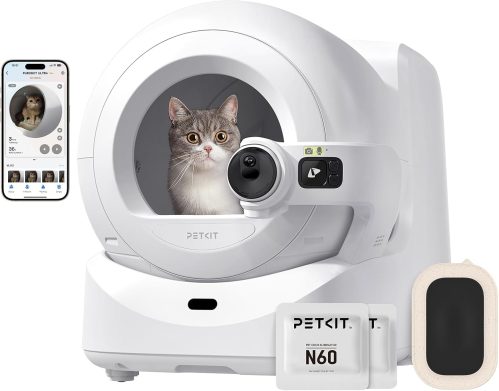 PETKIT Purobot Ultra Lettiera Gatto Autopulente, Lettiera Automatica per Gatti con Telecamera AI, 360° Tracciamento Comportamentale, Visione Notturna, Sacchetti Senza Contatto per Più Gatti