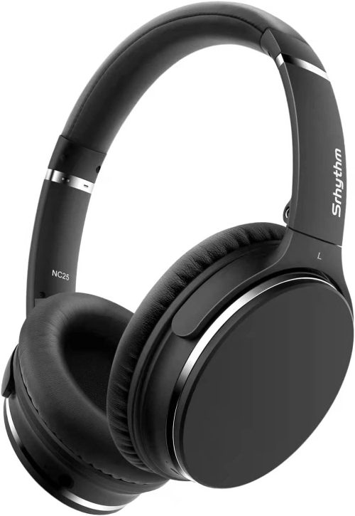 Srhythm NC25 Cuffie Stereo con Cancellazione Attiva del Rumore, Bluetooth 5.3, Auricolari ANC Over-ear con Hi-Fi, Microfono, Autonomia di 50 Ore, Assistente Vocale, ModalitàGioco a Bassa Latenza