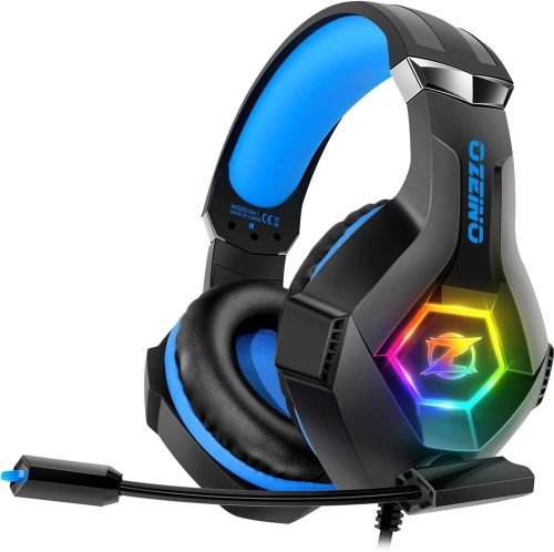 Cuffie Gaming PS4 PS5 PC Xbox One, Cuffie con Microfono Cancellazione del Rumore, 3D Surround Sound, Cuffie Comfort con LED RGB
