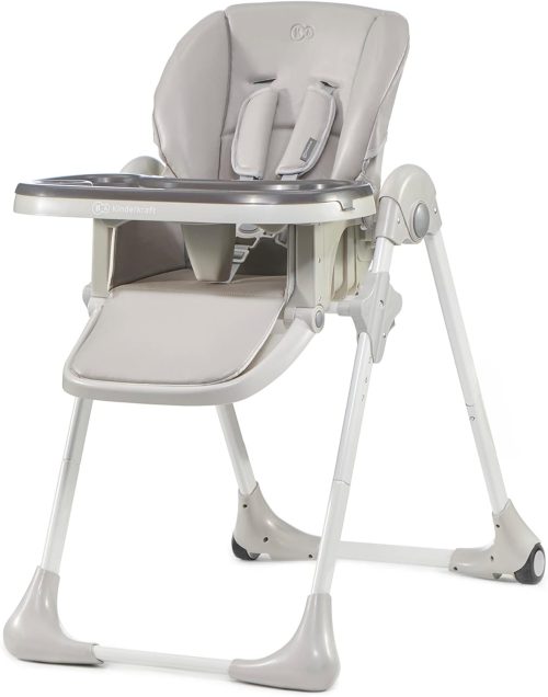 Kinderkraft Seggiolone Pappa YUMMY, Regolabile, Pieghevole, Ripiano Smontabile, per Bambini da 6 Mesi fino a 3 Anni, Grigio