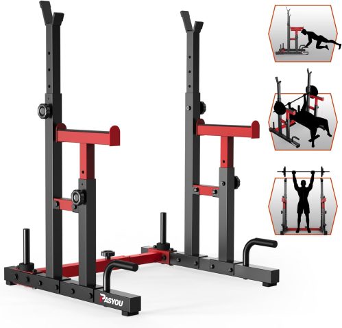 PASYOU Squat Rack Palestra, Rack Palestra Multifunzione Porta Bilancieri Regolabile, Supporto Bilanciere Multifunzione, Max 250 KG