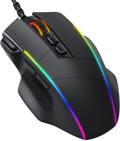Mouse Gaming, Dacoity Mouse RGB Ergonomico da 8000 DPI (5 livelli), 8 Pulsanti Programmabili, 7 Modalità di Illuminazione RGB Personalizzabili, Mouse con Filo USB per PC, laptop, MacBook