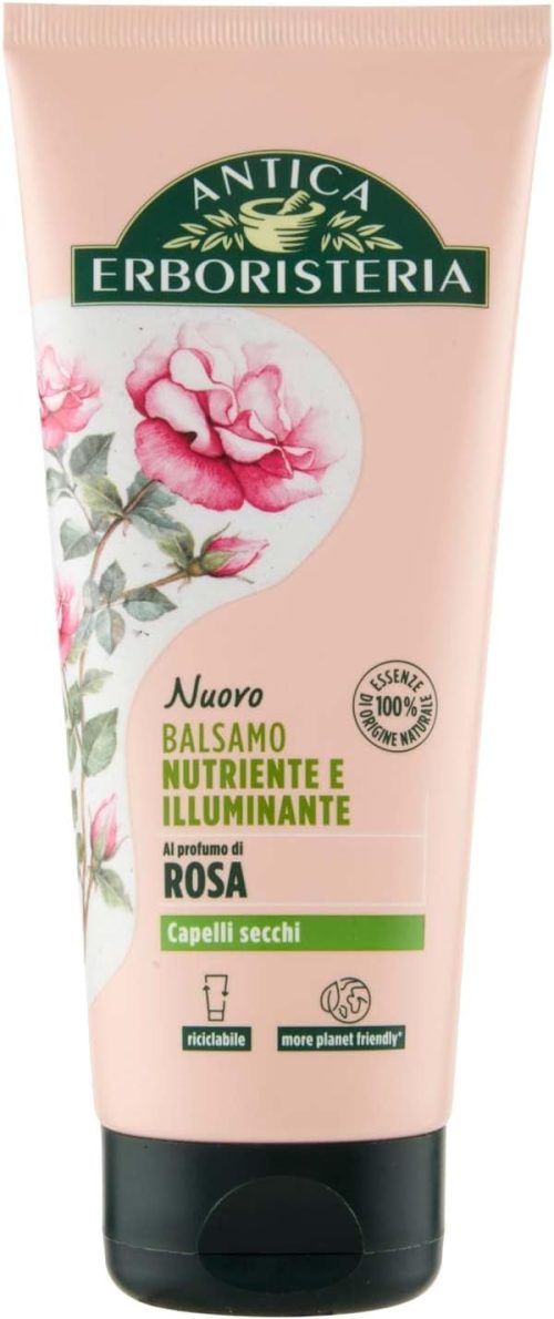 Antica Erboristeria – Balsamo Nutriente e Illuminante alla Rosa per Capelli Secchi, Formula Vegan senza Siliconi e Coloranti – 200ml