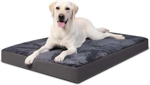 Cuccia Cane Interno Taglia Grande Sfoderabile e Lavabile, Ortopedica Cuscino Letto per Cani Base Antiscivolo Materassino Cane, Grigio Scuro, 91x69x7cm