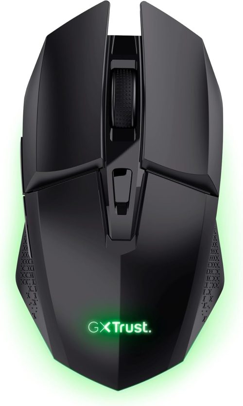 Trust Gaming GXT 110 Felox Mouse Gaming Wireless Ricaricabile, 80 Ore di Autonomia, 800-4800 DPI, Illuminazione LED, 6 Pulsanti, Mouse Senza Fili RGB per Computer, Laptop, Windows – Nero
