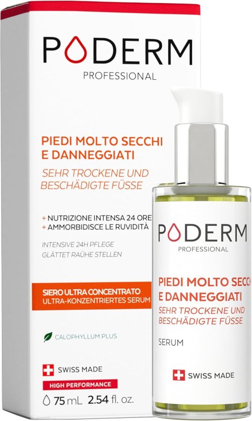 PODERM – PIEDI MOLTO SECCHI E DANNEGGIATI – Ripara e nutre intensamente per 24 ore – Piedi visibilmente riparati in 7 giorni – Ingredienti 100% naturali – Cura dei piedi – Swiss Made