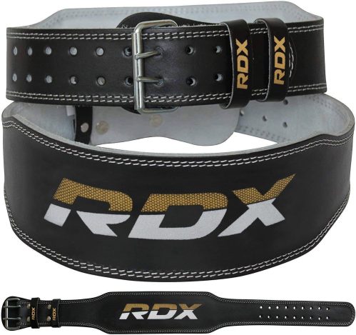RDX Cintura per Sollevamento Pesi Palestra Fitness, Pelle Bovina, Supporto Lombare Imbottito da 4″ e 6″, 10 Fori Regolabili, Powerlifting Bodybuilding Deadlifts Squat Esercizio Allenamento