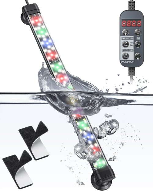 Pawfly 30cm LED Acquario Luce per vasca per pesci 24/7 con spettro completo di luci brillanti bianche blu rosse verdi LED multicolore con modalità D/N Effetti monocolore Timer e luminosità regolabile