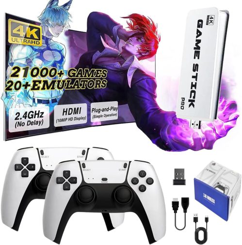 NOBES Console Retro Game Stick, Retro Console Portatile con 20.000+ Giochi Classici, 2 Wireless Controller, Plug & Play HDMI TV, Regalo per Bambini e Adulti (Power Pro+)