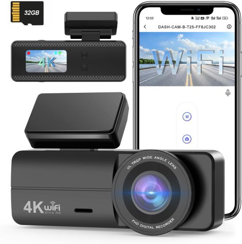 SIGRILL Dash Cam Auto 4K,WiFi Dash cam con scheda da 32GB,Dashcam con Visione Notturna Migliorata,Telecamere per Auto Controllata da App con Modalità di Parcheggio 24H,G-Sensor,Registrazione in Loop