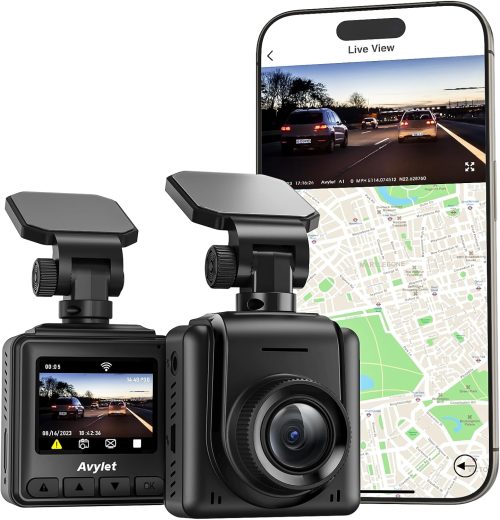 2K Dash Cam Auto Wi-Fi,Telecamera per Auto Mini con APP,Supporta il Modulo GPS Esterno, Grandangolare di 170°,Visione Notturna,24H Monitor di Parcheggio,Rilevamento di Movimento,G-Sensor, Schermo IPS
