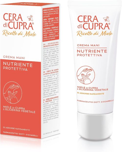 Cera di Cupra, Crema Mani Nutriente Protettiva, Trattamento Quotidiano per le Mani, Nutre e Idrata la Pelle Donando Morbidezza e Comfort, Made in Italy, Dermatologicamente Testato, 75 ml