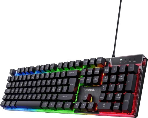 Trust Gaming GXT 835 Azor Tastiera Gaming, Layout Italiano QWERTY, USB, Anti-ghosting, Tastiera Retroilluminata LED RGB Per PC, Computer, Laptop, Mac – Nero
