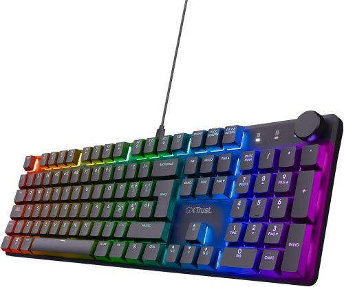 Trust Gaming GXT 866 Torix Tastiera Meccanica Layout Italiano QWERTY, Interruttori Huano Lineari, Illuminazione RGB, Anti-Ghosting N-Key Rollover USB Tastiera Gaming Programmabile PC Laptop – Nero