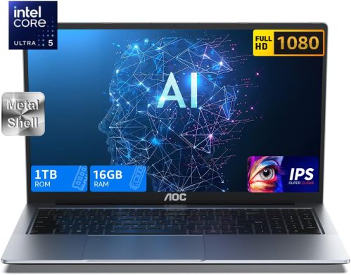 AOC AI Gaming Notebook, 16.1” PC Portatile con Intel Core Ultra 5 125U, PC Portatile con Tastiera Illuminata, 16GB DDR5 1TB SSD, UHD Computer Portatile-(AI: Copilot) Supporta WiFi 6, Tipo_C, BT5.2