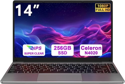 bvate PC Portatile 14 pollici Notebook Win 11 upto 2.8 GHz 256 GB ROM Supporta l’espansione SSD 1TB Celeron N4020 2.4G+5G WiFi 4.2 USB HDMI Tastiera italiana membrana mouse senza fili-Grigio