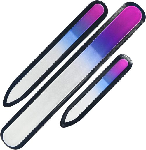 URAQT Set di Lime per Unghie con Custodia, 3 pezzi Lima Unghie Vetro, Lima per Unghie in Vetro Doppia Faccia Lima per Unghie in Metallo Professionale