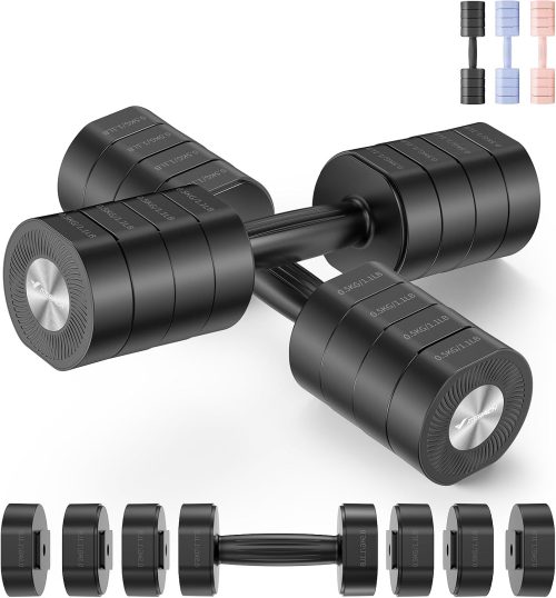 Merach Manubri Regolabili，Set di 2 Manubri Palestra Casa, Pesi Palestra Casa 4 in 1, 1-4KG Manubri Palestra Regolabili, Dumbbells per Allenamento della Forza, Fitness per Uomini/Donne