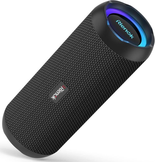 RIENOK Cassa Bluetooth Portatile Potente IPX7 Impermeabile Altoparlante Bluetooth, Bassi Potenti, Bluetooth 5.3, Luce LED, Supporto AUX e Micro SD