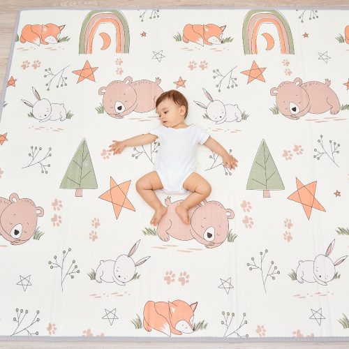 Tappeto Gioco Bambini Pieghevole 150x180x1cm Palestrina Neonato Montessori Reversibile Non Tossico E Impermeabile In Schiuma Per Bimbi. Palestra Neonati – Tappeto Tummy Time Neonati – Regalo Bambino