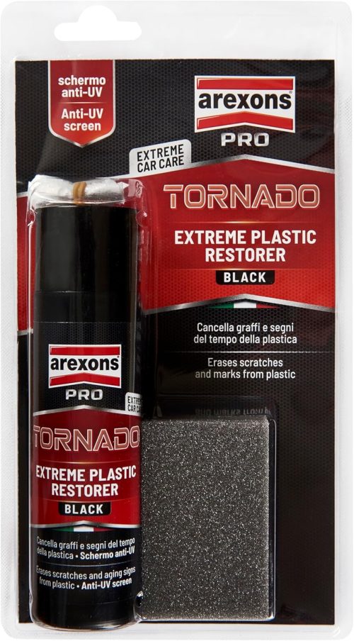 Arexons Car Care Pro TORNADO – Super Rigenera Plastiche, Cancella Graffi e Segni del Tempo, Protegge dallo Scolorimento e Invecchiamento, 125ml