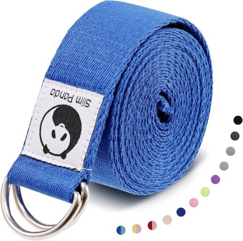 Slim Panda Cinghia Yoga In Cotone, Stretching Cintura Yoga Yoga Attrezzi per Fitness, Fascia Elastica Esercizi con Fibbia Scorrevole in Metallo per Principianti e Avanzati, Diversi Colori (180/250cm)
