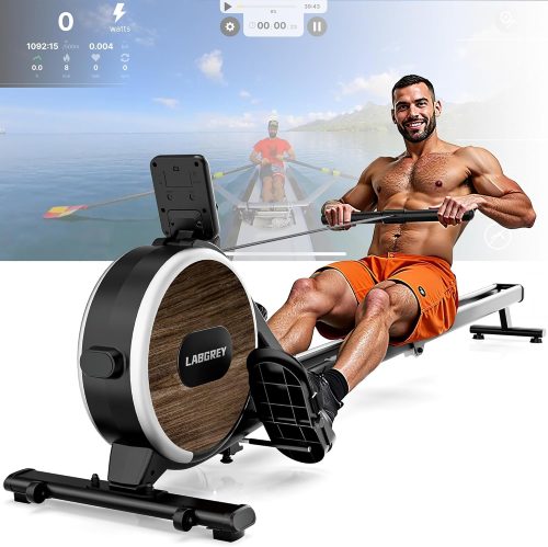 LABGREY Vogatore Magnetico Bluetooth, Vogatore Pieghevole per Casa, Compatibile con APP, Binario in Lega, Silenzioso e Stabile, Capacità 158 kg, Ideale per Allenamento Cardio Domestico