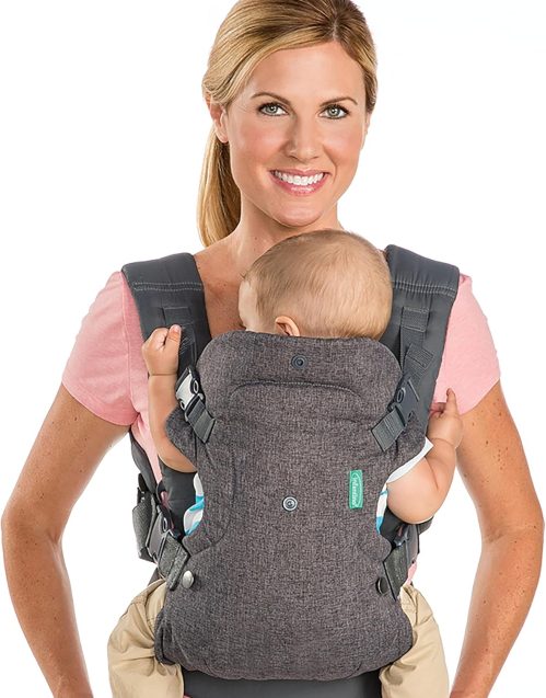 Infantino Flip Advanced 4-in-1 – Ergonomico – Marsupio Neonato Convertibile – Fronte-in e Fronte-out, frontale e posteriore – Per neonati e bimbi grandi da 3,6-14,5 kg – Marsupio grigio.